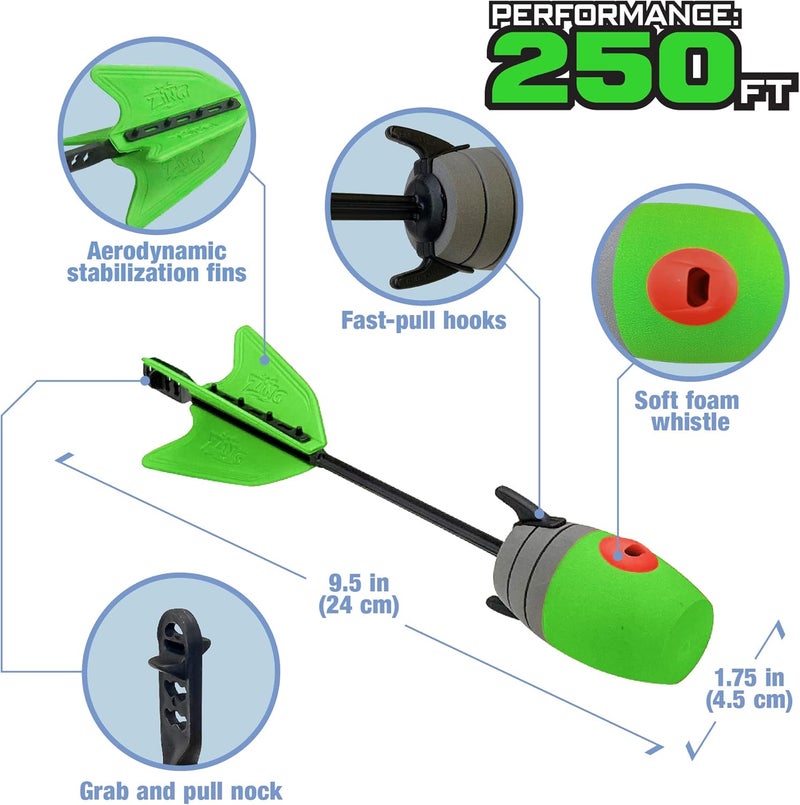 Zing HyperStrike Dominator Bow Battle Pack - 2 Dominator Bows, 20 Zonic Whistle Arrows, 2 Sets of Bungee Replacements, 2 Shoulder Straps and 4 Arrow Holders - Long Range Outdoor Play, Ages 14 and Up - Image 4